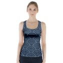 Blue Sashiko pattern Racer Back Sports Top View1