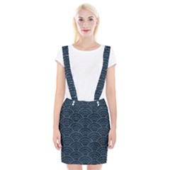 Blue Sashiko Pattern Braces Suspender Skirt by goljakoff