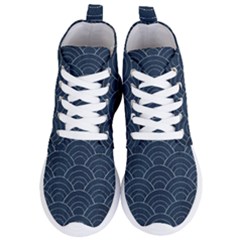 Blue Sashiko Pattern Women s Lightweight High Top Sneakers by goljakoff