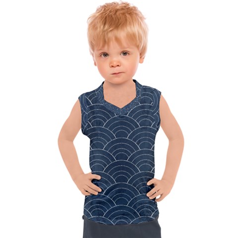 Blue Sashiko Pattern Kids  Sport Tank Top by goljakoff