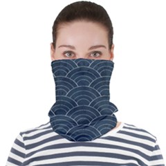 Blue Sashiko Pattern Face Seamless Bandana (adult) by goljakoff