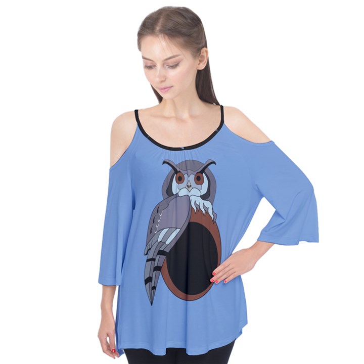 An old grumpy grandpa scop owl Flutter Tees