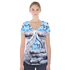 Hands Horse Hand Dream Short Sleeve Front Detail Top