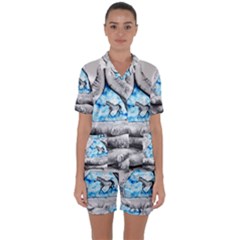 Hands Horse Hand Dream Satin Short Sleeve Pyjamas Set