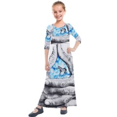 Hands Horse Hand Dream Kids  Quarter Sleeve Maxi Dress by HermanTelo