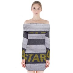 Asphalt Begin Bright Expectation Long Sleeve Off Shoulder Dress