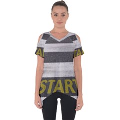 Asphalt Begin Bright Expectation Cut Out Side Drop Tee