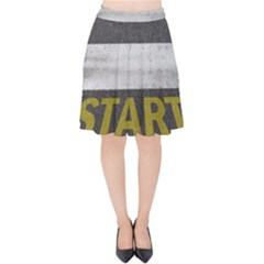 Asphalt Begin Bright Expectation Velvet High Waist Skirt