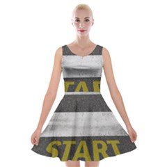 Asphalt Begin Bright Expectation Velvet Skater Dress by HermanTelo