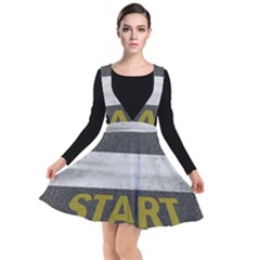 Asphalt Begin Bright Expectation Plunge Pinafore Dress by HermanTelo