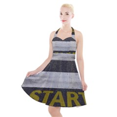 Asphalt Begin Bright Expectation Halter Party Swing Dress  by HermanTelo