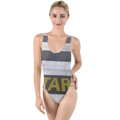 Asphalt Begin Bright Expectation High Leg Strappy Swimsuit