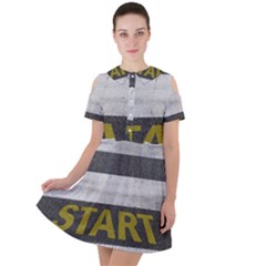 Asphalt Begin Bright Expectation Short Sleeve Shoulder Cut Out Dress  by HermanTelo