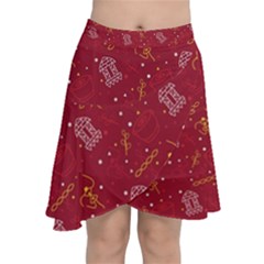 African Folk Tribal Art Chiffon Wrap Front Skirt