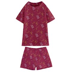 African Folk Tribal Art Kids  Swim Tee And Shorts Set by tmsartbazaar