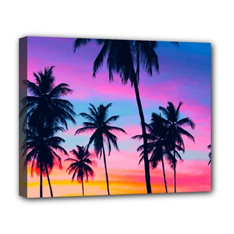 Sunset Palms Deluxe Canvas 20  X 16  (stretched) by goljakoff