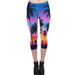 Sunset Palms Capri Leggings  by goljakoff