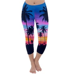 Sunset Palms Capri Winter Leggings  by goljakoff