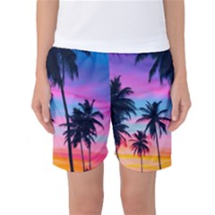 Sunset Palms Women s Basketball Shorts by goljakoff