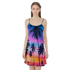 Sunset Palms Satin Night Slip by goljakoff