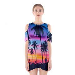 Sunset Palms Shoulder Cutout One Piece Dress by goljakoff