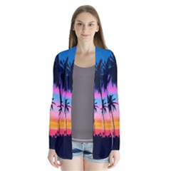 Sunset Palms Drape Collar Cardigan by goljakoff