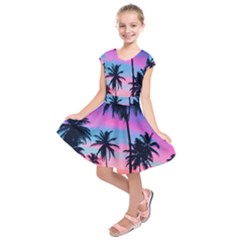 Sunset Palms Kids  Short Sleeve Dress