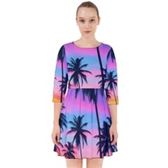 Sunset Palms Smock Dress