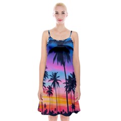 Sunset Palms Spaghetti Strap Velvet Dress by goljakoff