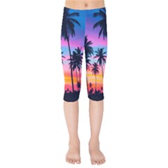 Sunset Palms Kids  Capri Leggings  by goljakoff