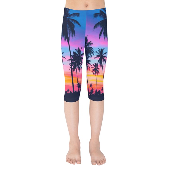 Sunset palms Kids  Capri Leggings 