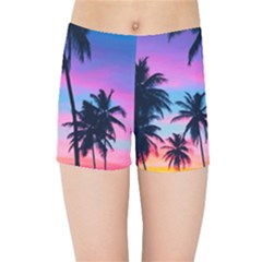 Sunset Palms Kids  Sports Shorts by goljakoff