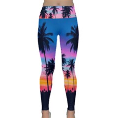 Sunset Palms Lightweight Velour Classic Yoga Leggings by goljakoff