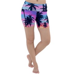 Sunset Palms Lightweight Velour Yoga Shorts by goljakoff