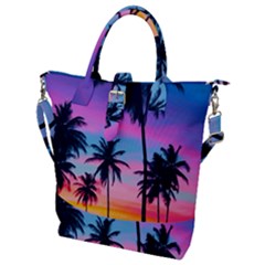 Sunset Palms Buckle Top Tote Bag by goljakoff