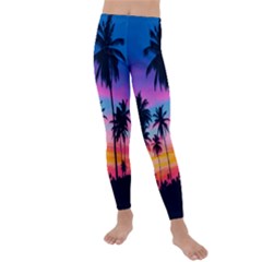 Sunset Palms Kids  Lightweight Velour Leggings by goljakoff