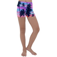 Sunset Palms Kids  Lightweight Velour Yoga Shorts by goljakoff