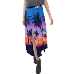 Sunset Palms Velour Split Maxi Skirt by goljakoff