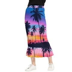 Sunset Palms Maxi Fishtail Chiffon Skirt