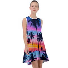 Sunset Palms Frill Swing Dress by goljakoff