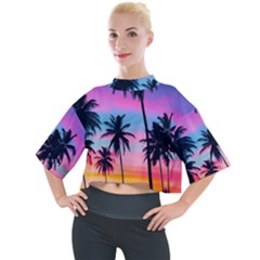 Sunset Palms Mock Neck Tee