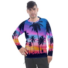 Sunset Palms Men s Pique Long Sleeve Tee