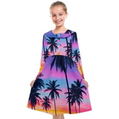 Sunset Palms Kids  Midi Sailor Dress