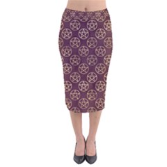 Golden Pentagram Velvet Midi Pencil Skirt by Angelandspot