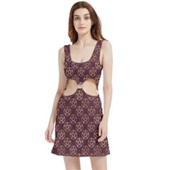 Golden Pentagram Velvet Cutout Dress