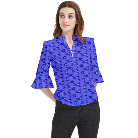 Blue-monday Loose Horn Sleeve Chiffon Blouse by roseblue