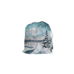 Winter Landscape Low Poly Polygons Drawstring Pouch (xs)