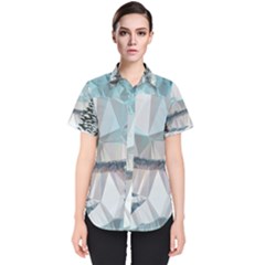 Winter Landscape Low Poly Polygons Women s Short Sleeve Shirt