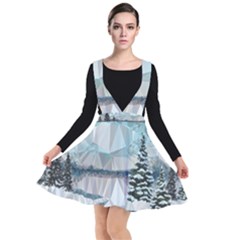 Winter Landscape Low Poly Polygons Plunge Pinafore Dress by HermanTelo