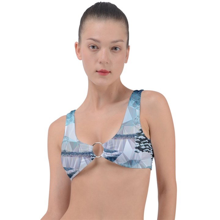 Winter Landscape Low Poly Polygons Ring Detail Bikini Top